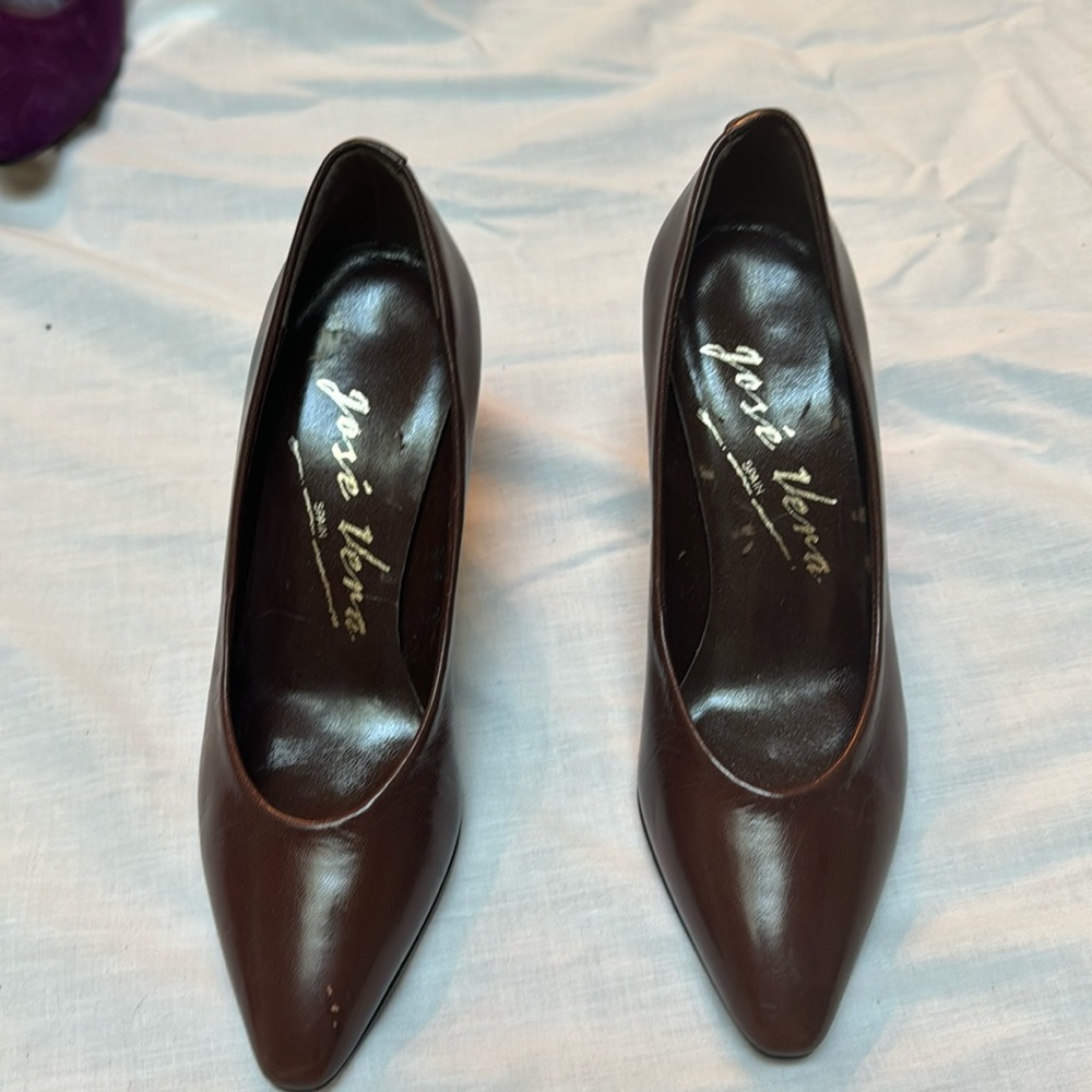 Brown Leather 3in Heels